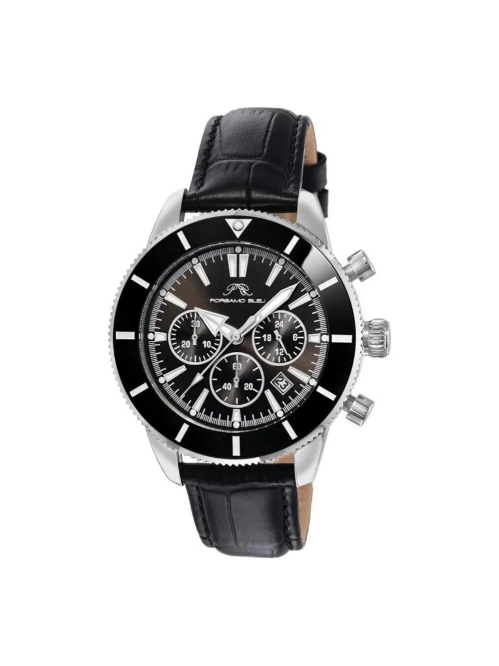 NWT Porsamo Bleu Brandon Chronograph Quartz Black Dial Men's Watch